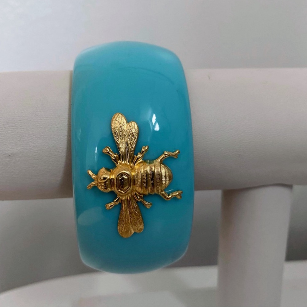 Lisi Lerch Bee Charm Turquoise Blue Narrow Cuff Bangle Bracelet NEW SOLD OUT